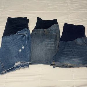 Lot of (3) Pairs Denim Maternity Shorts- Time & Tru and Lane Bryant Brands- 2X